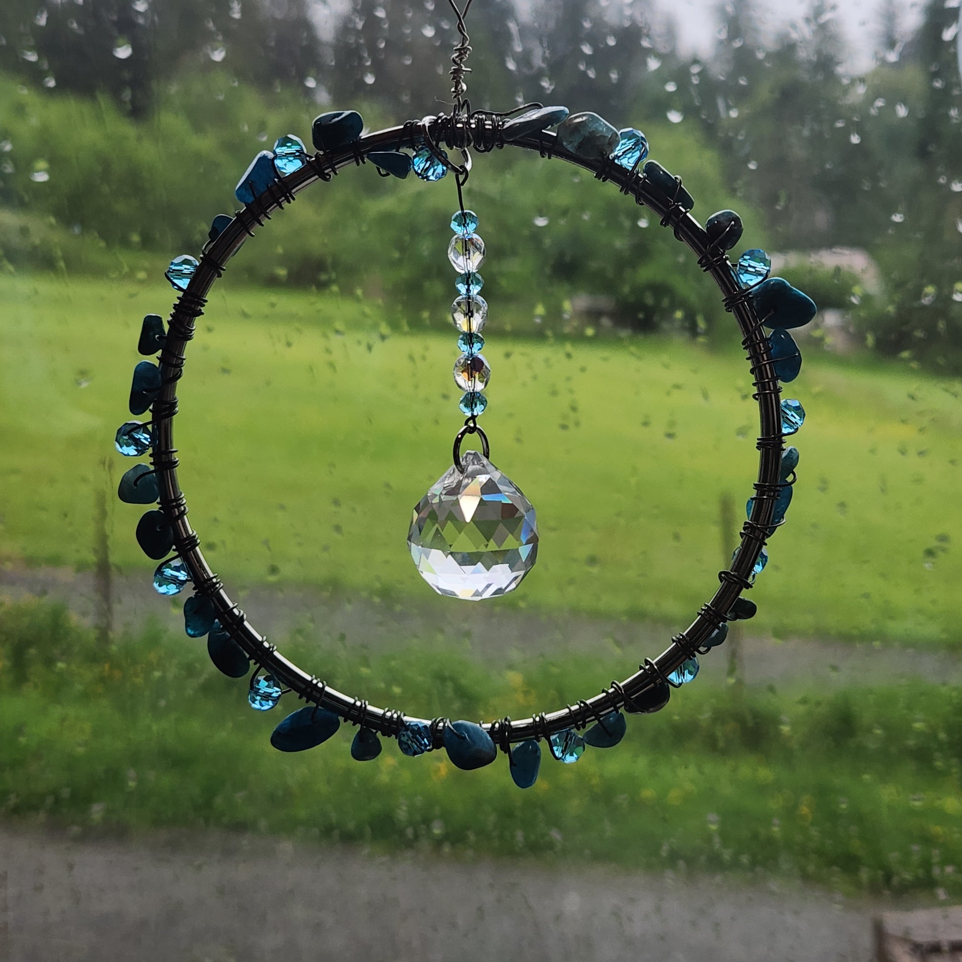 Blue Apatite Suncatcher 4" hoop