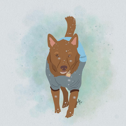 Zeratul, an cattle dog mix, in vector style art